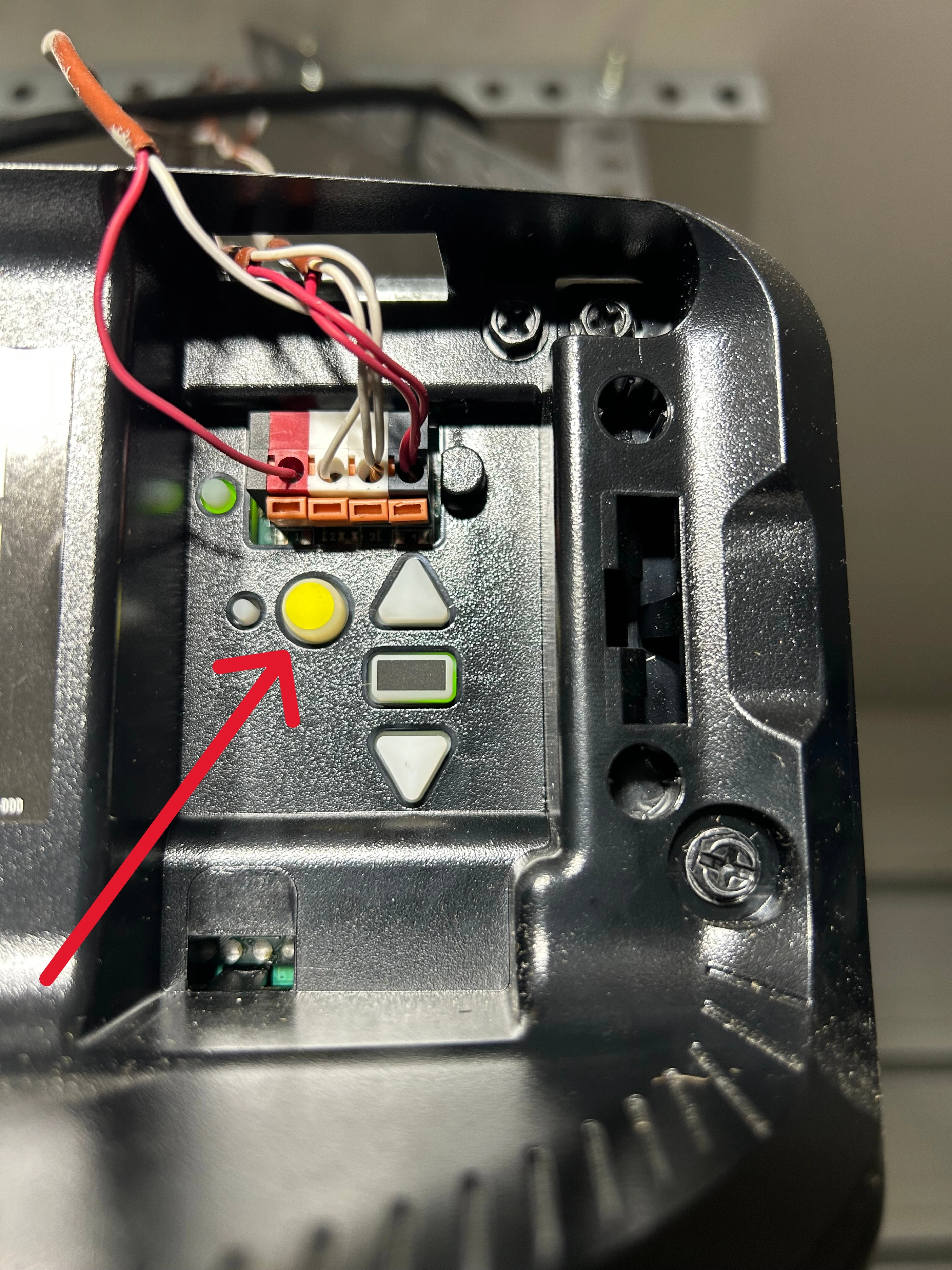 Chamberlain garage door opener Learn button location - yellow button on motor unit